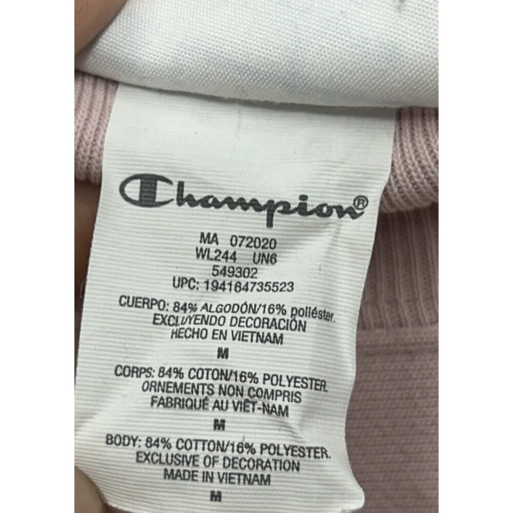 Champion Sweater Womans Sz Medium Reverse Weave Crop Top Sweatshirt Pink - Picture 4 of 4